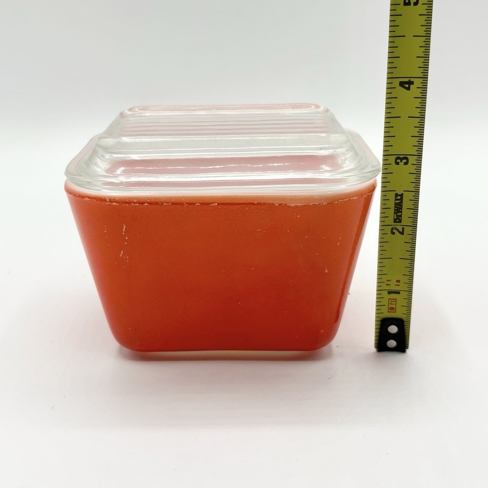 Vintage Pyrex 501-B Red/Light Orange Refrigerator Dish with Lid